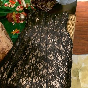 WhiteHouse black market black strapless lace dress